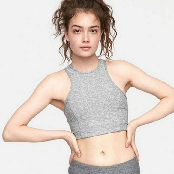 Outdoor Voices Athena Gray Halter Racerback Crop Sports Bra - Picture 1 of 7